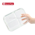 Reusable Bamboo Lid Glass Food Container with Compartment